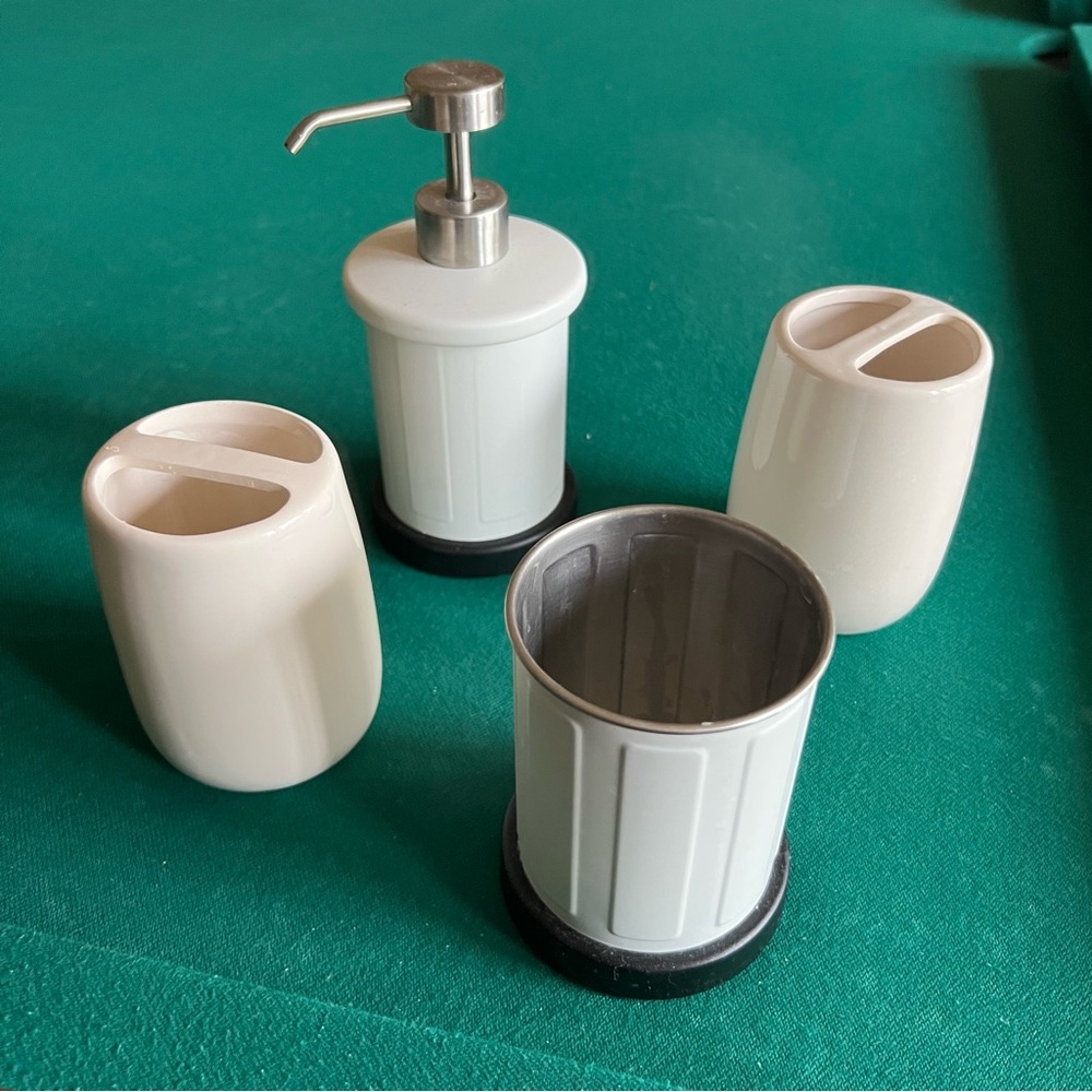 Four piece bathroom accessory set by IKEA